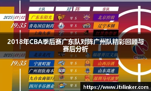 2018年CBA季后赛广东队对阵广州队精彩回顾与赛后分析